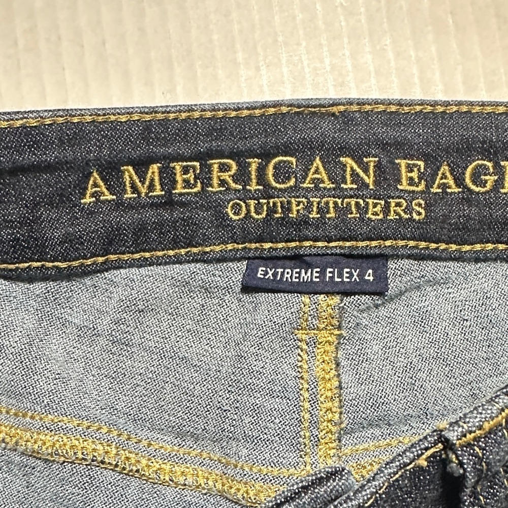 American Eagle original straight extreme flex 4 distressed Blue Jeans 32x32 - Picture 9 of 13